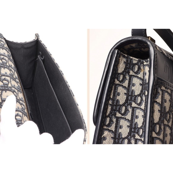 Dior 30 Montaigne Shoulder Bag Canvas Leather Bag Navy Blue - Picture 6 of 6